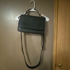 Thirty-One Black Faux Leather Crossbody Bag